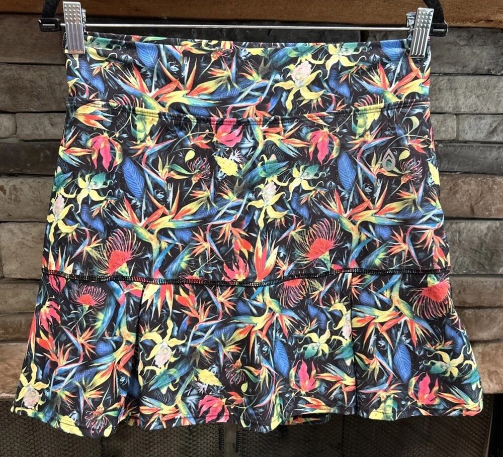 Women’s DONA JO Black Floral Tennis Pickleball Skirt Skort Size 2 *A12